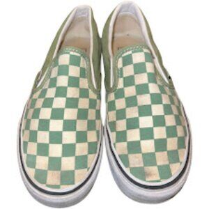Sage Green & White Checkered Vans Mens sz 5/ Womens sz 6.5